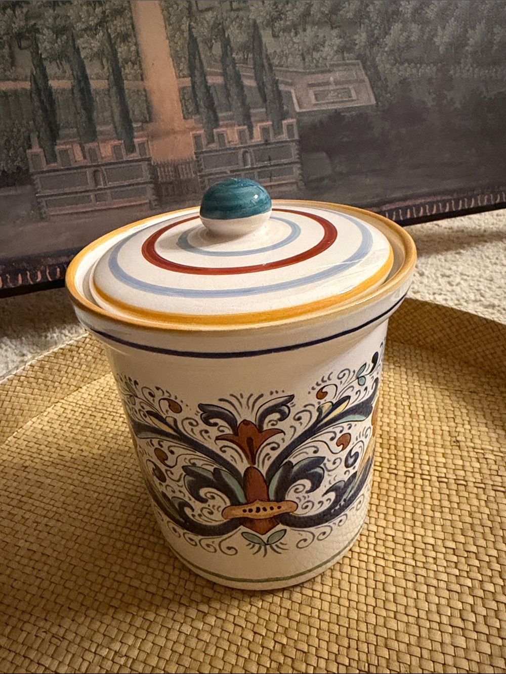 Nova Deruta Hand-Painted Ceramic Storage Canister